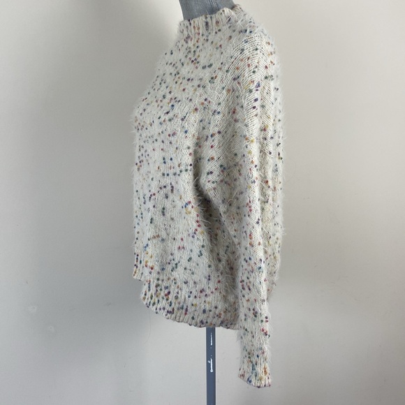 Twee Fuzzy Colorful Rainbow Sprinkle Knit Cream Sweater Medium Large - Picture 7 of 13